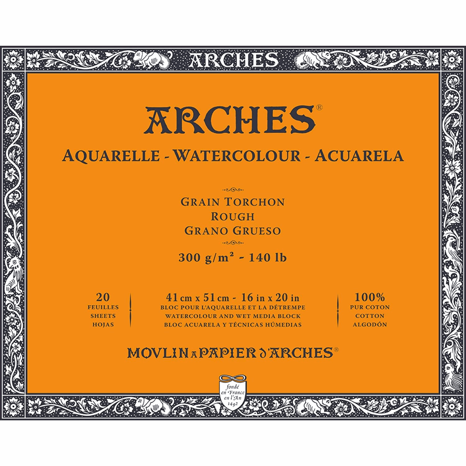 Arches Watercolour Natural White 300gsm Rough 20 Sheet Blocks